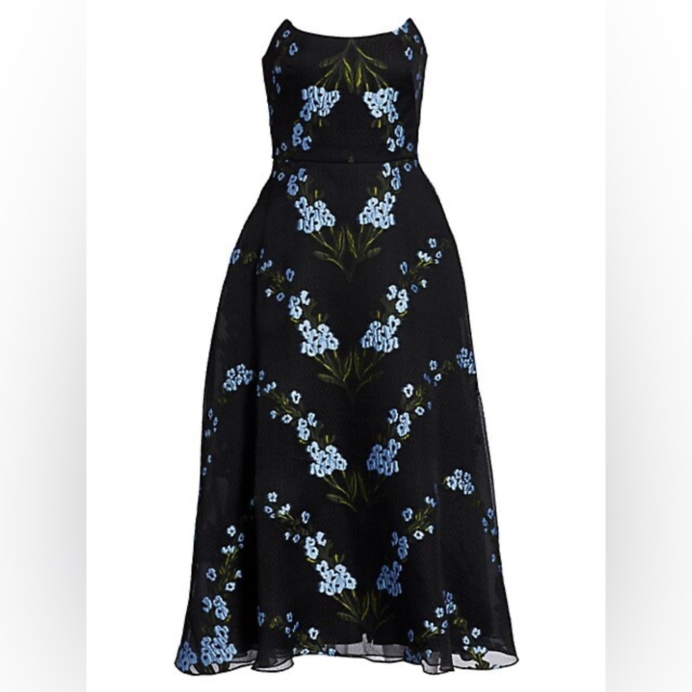 BNWT Lela Rose Strapless Wildflower Fil Coupe Peaked Bodice Dress Size 6R $2190